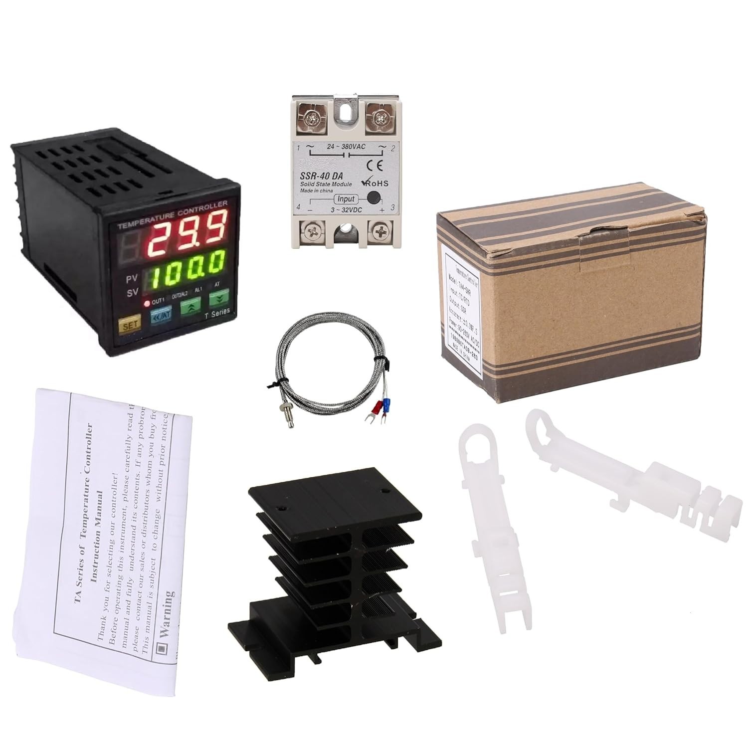 PID Temperature Controller with Dual Display & 40A SSR for Precision Control`/