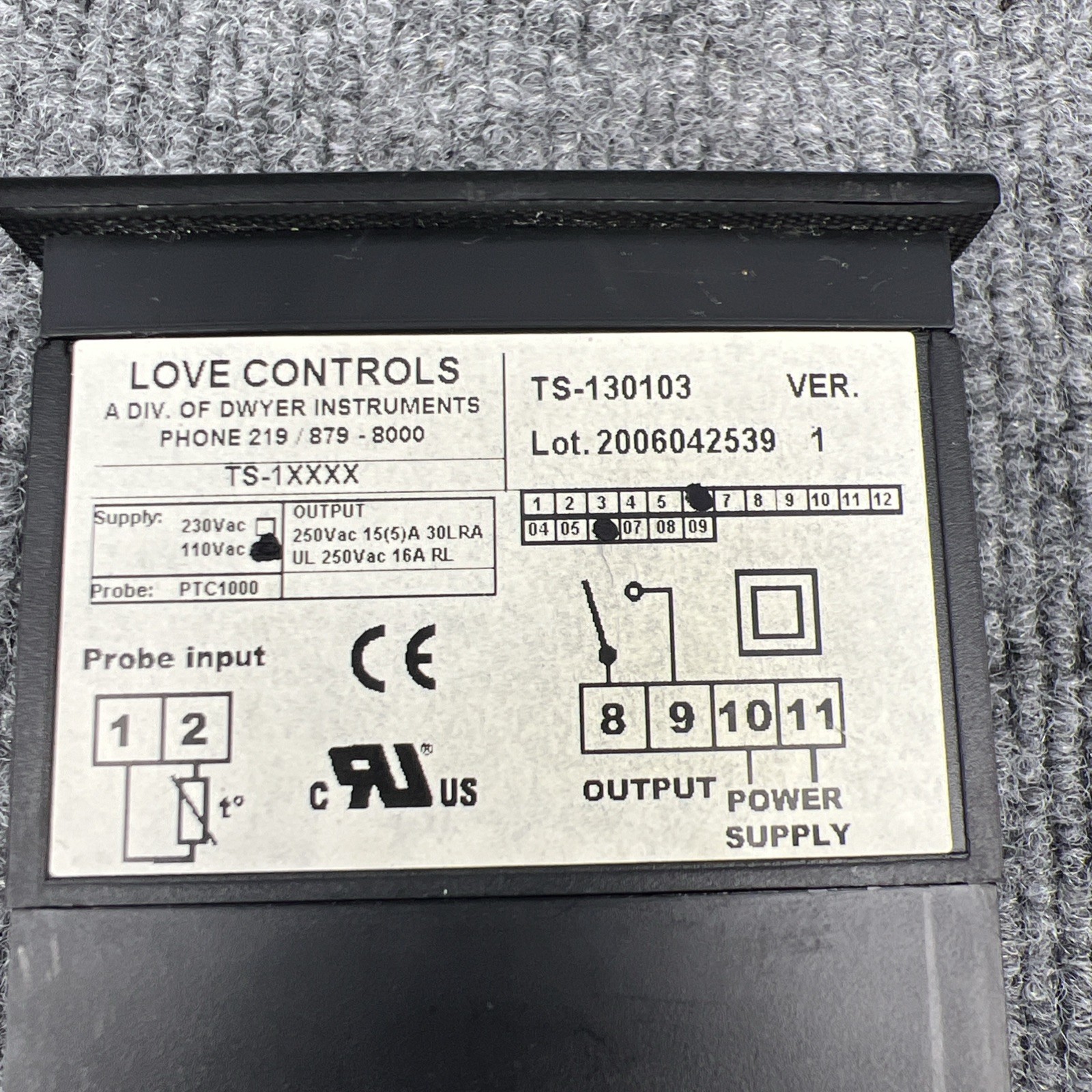 Love Controls TS-130103 Temperature Controller Used