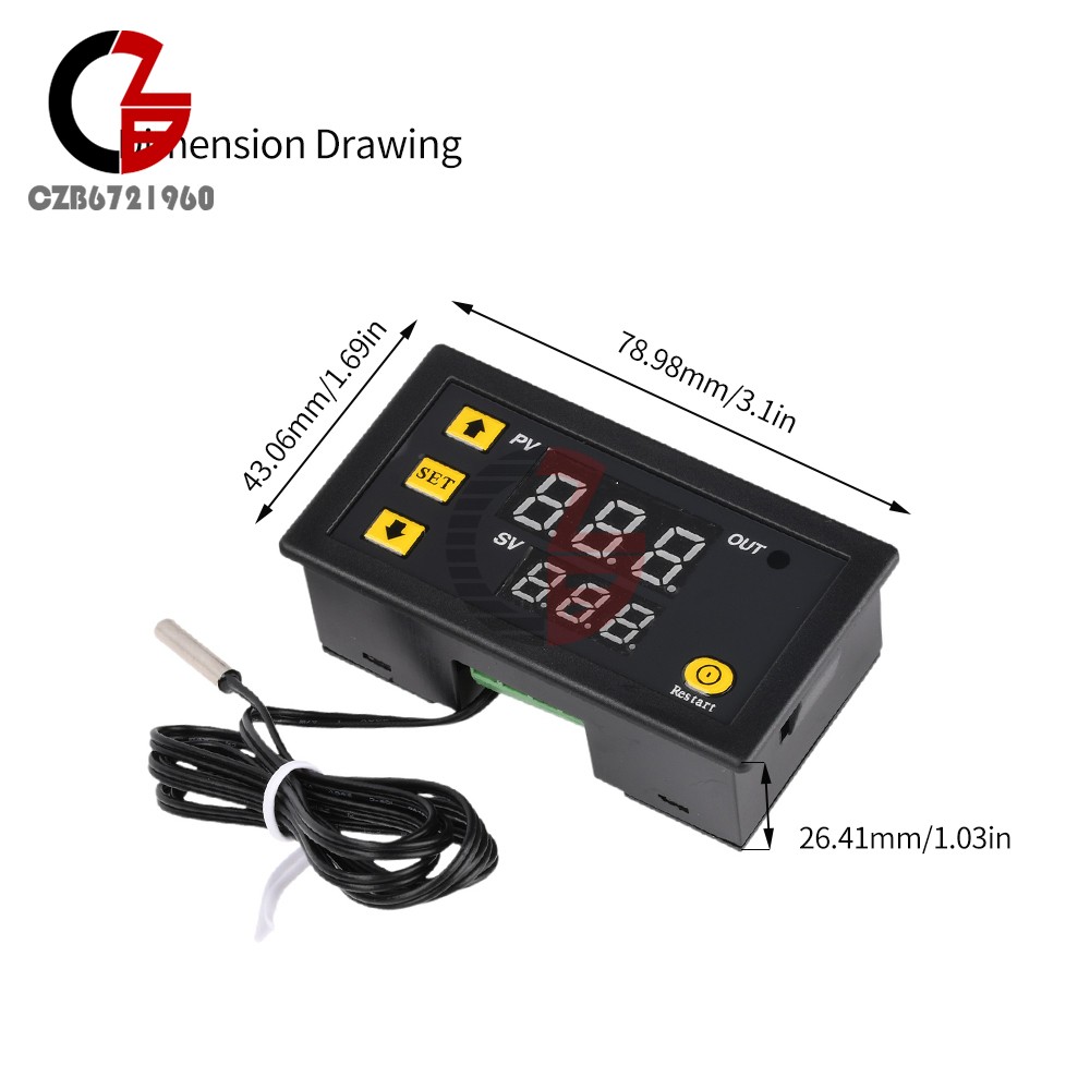 Digital Temperature Controller Thermostat 20A -55℃-120℃ Relay Output DC/AC W3230