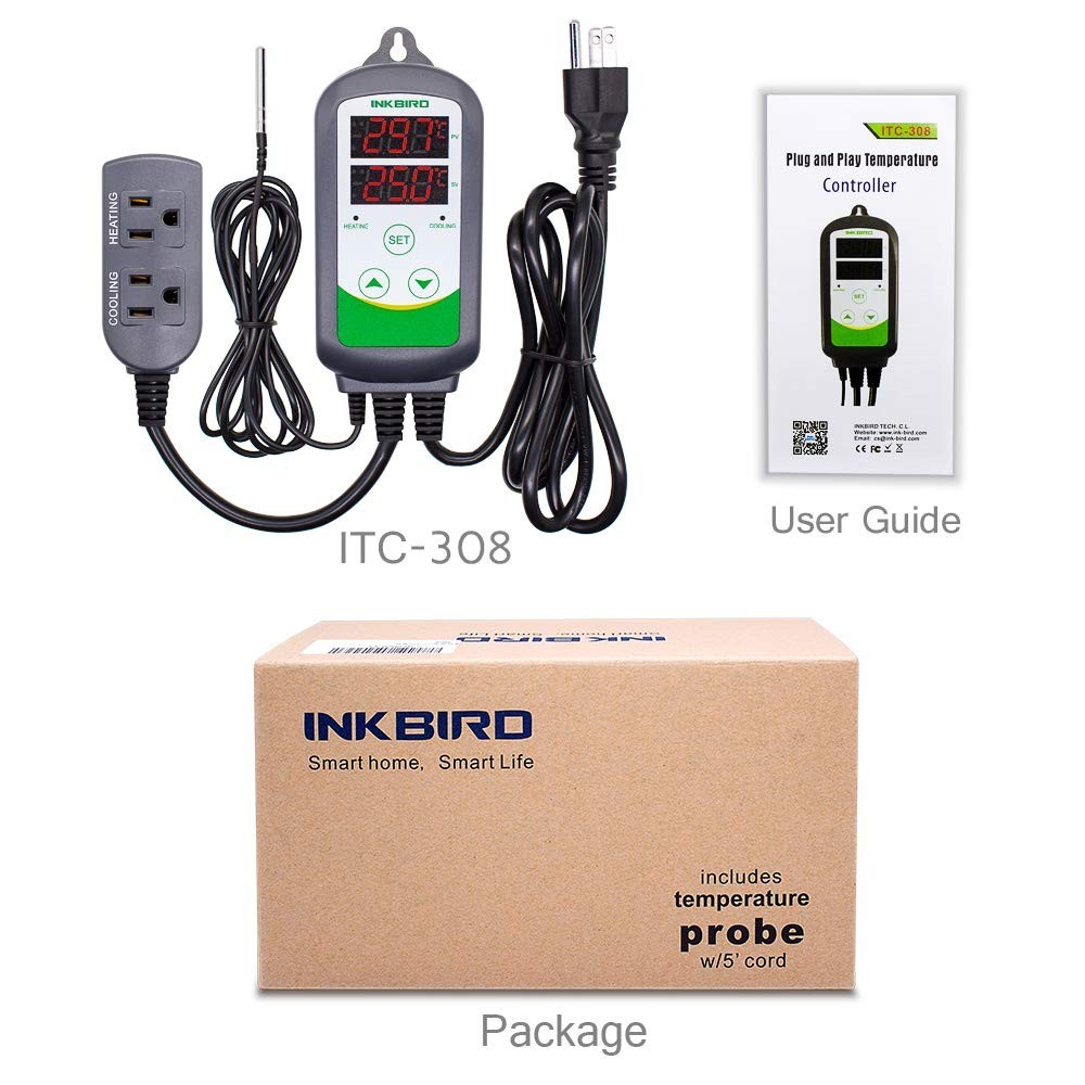 Digital Temperature Controller 2-Stage Thermostat for Heating & Cooling 110V 10A