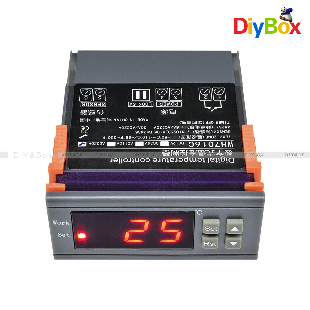 Digital Temperature Controller Thermostat WH7016C AC 220V LCD Display -50~110℃