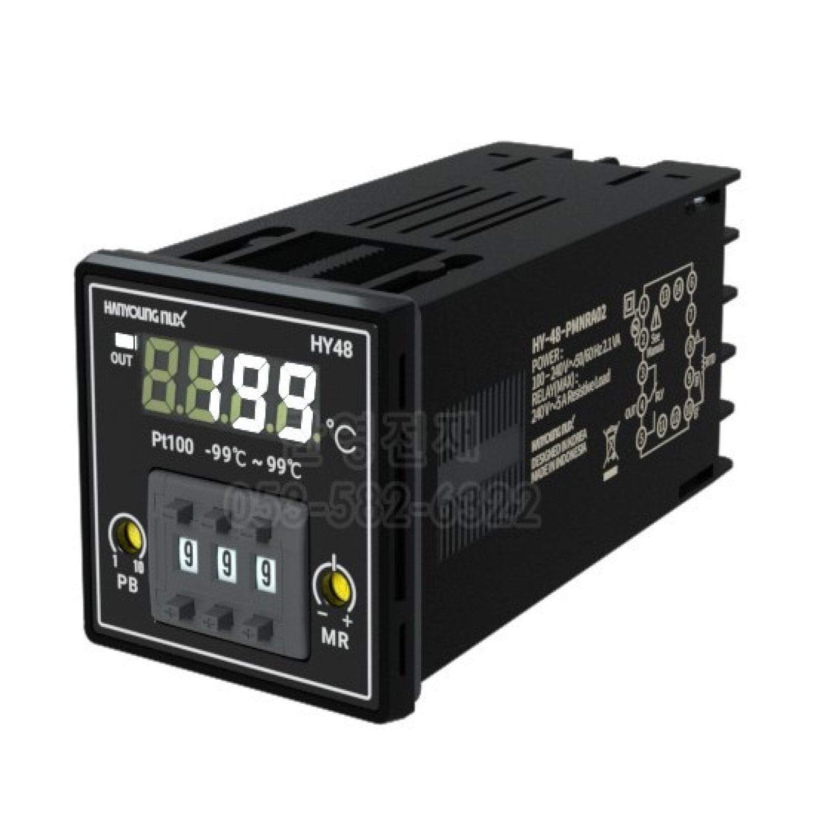 Hanyoung Nux HY-48 PMNRA02 temperature controller PT100 Relay 0~199 ℃ 48 X 48mm
