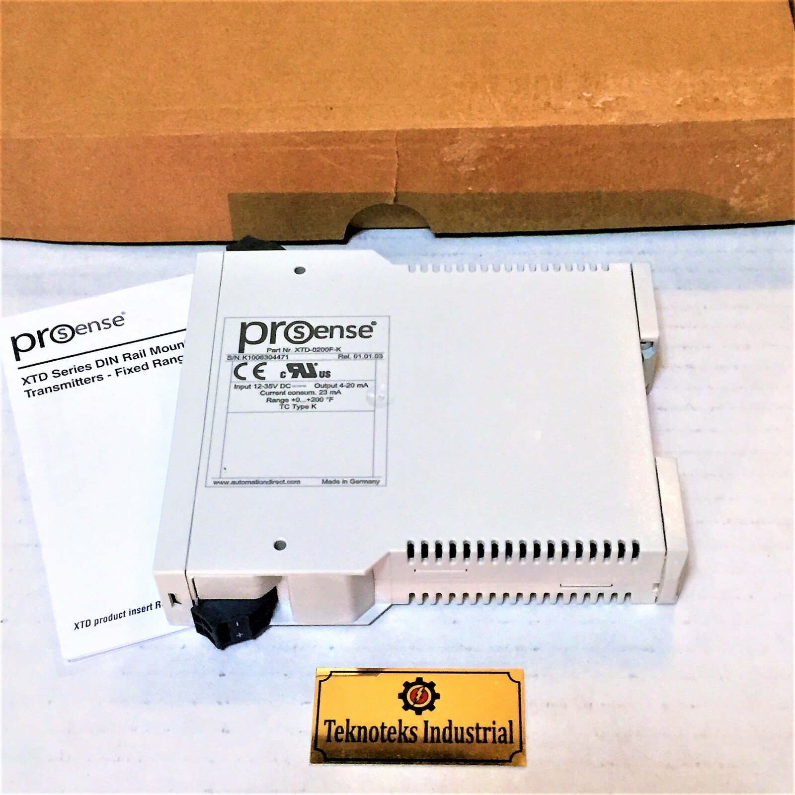 AUTOMATION DIRECT PROSENSE XTD-0200F-K TEMPERATURE TRANSMITTER 0–200 F