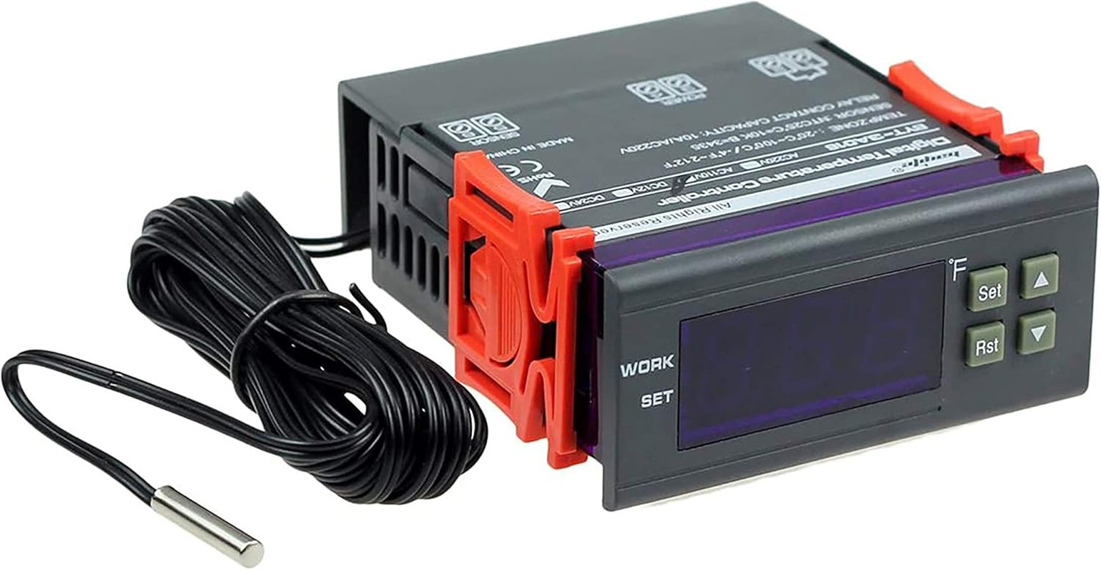 AC 110V Fahrenheit Digital Temperature Controller 10A 1 Relay with NTC 10K Senso