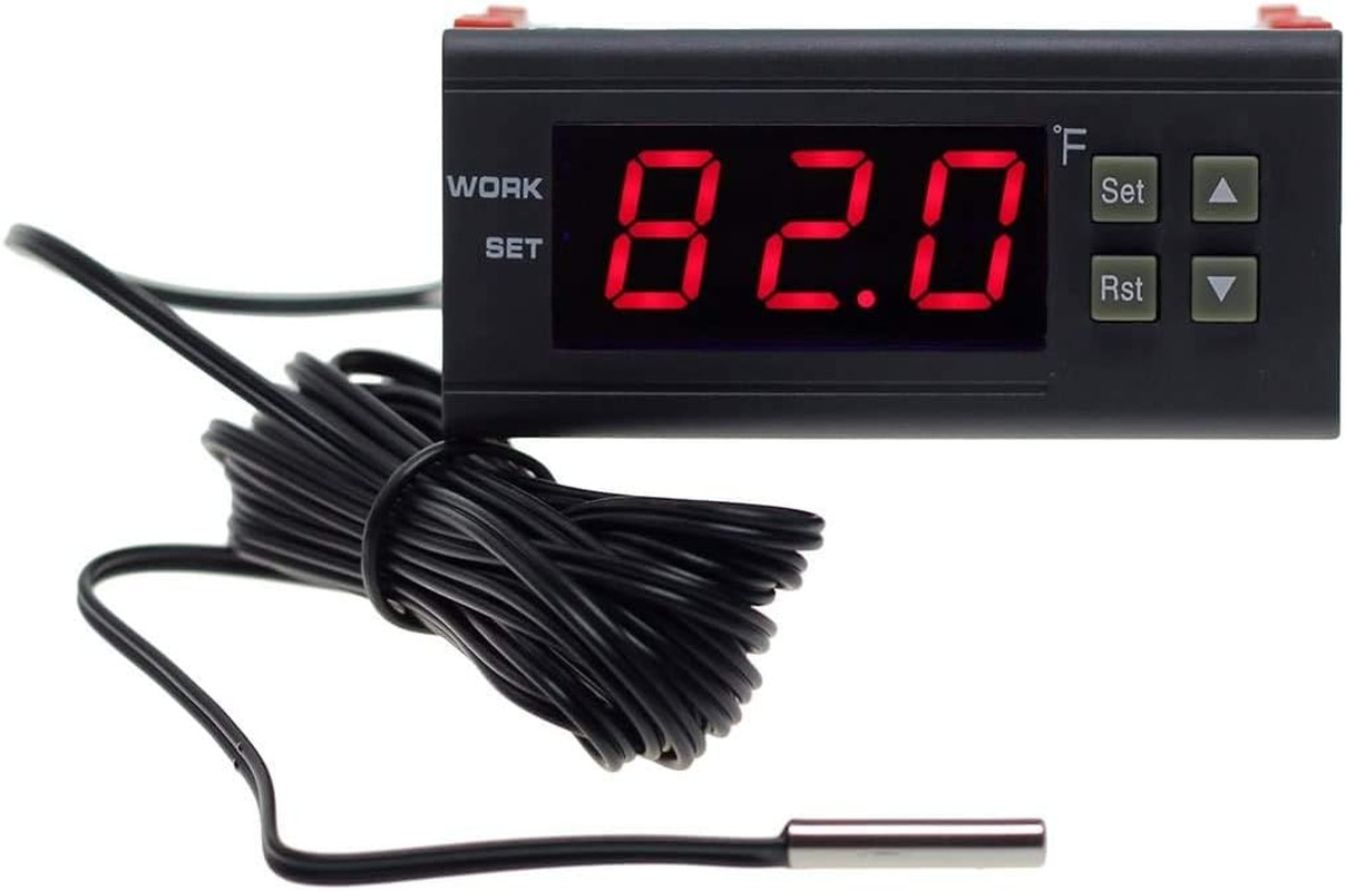 AC 110V Fahrenheit Digital Temperature Controller 10A 1 Relay with NTC 10K Senso