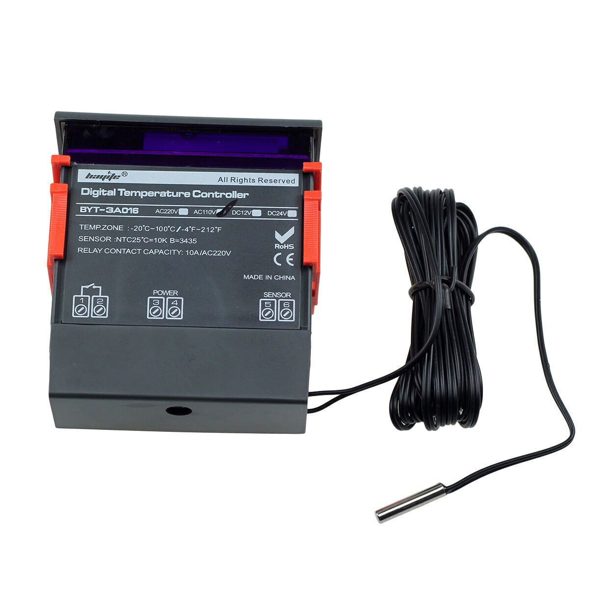 10A 110V Digital Temperature Controller Temp Sensor Thermostat Control Relay-
