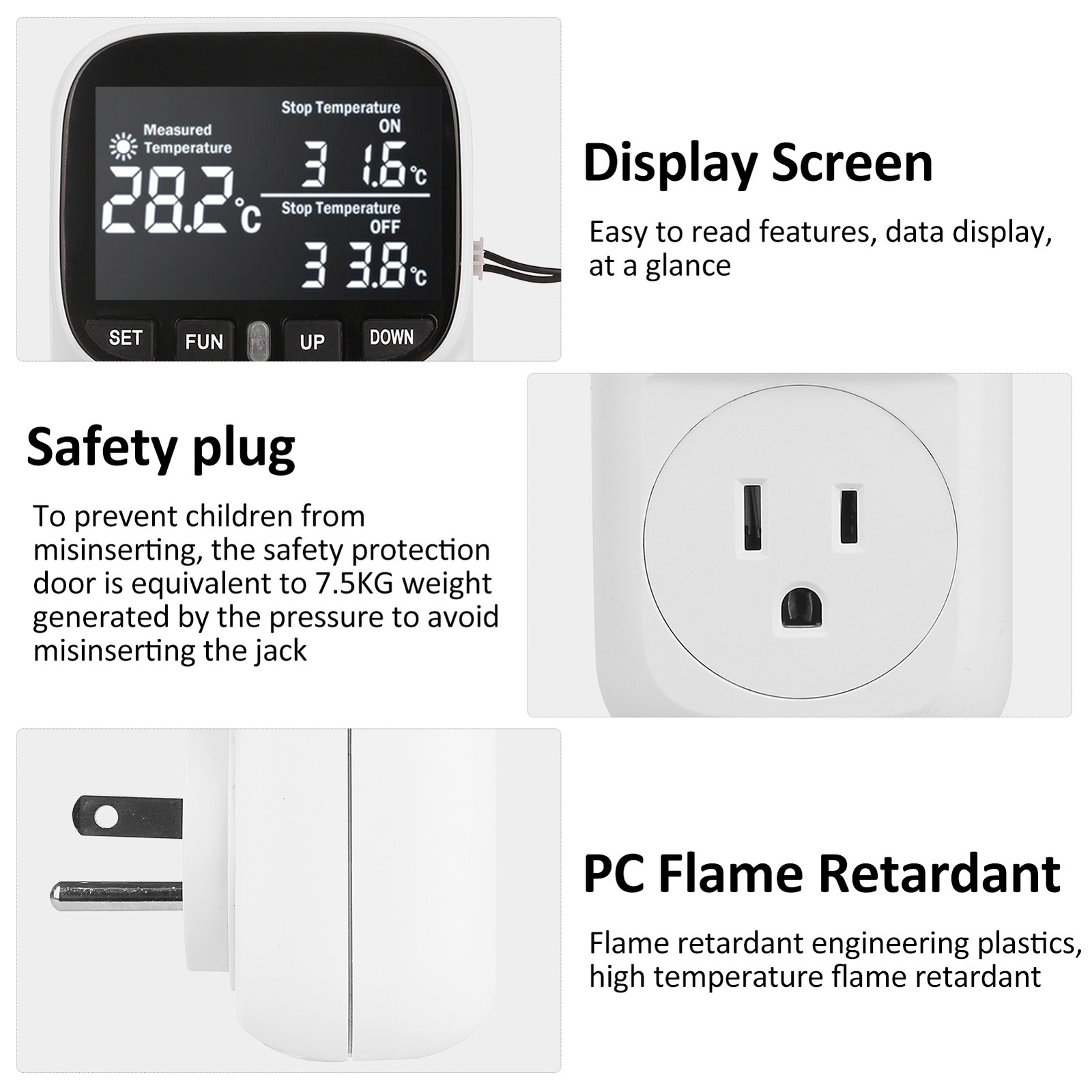 Temperature Controller Socket Digital Display Smart Thermostat Fish Tank