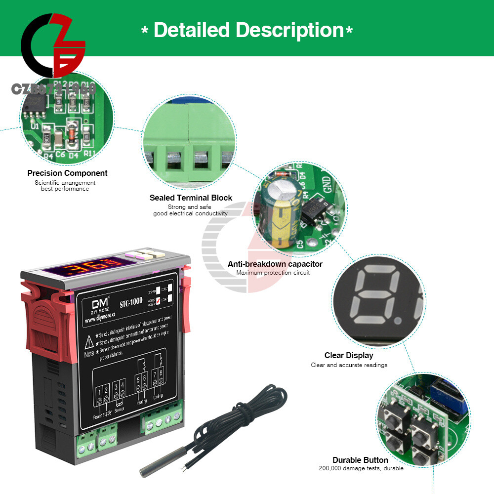 AC 110V-220V STC-1000 Digital Temperature Controller Thermostat w/ Probe Sensor