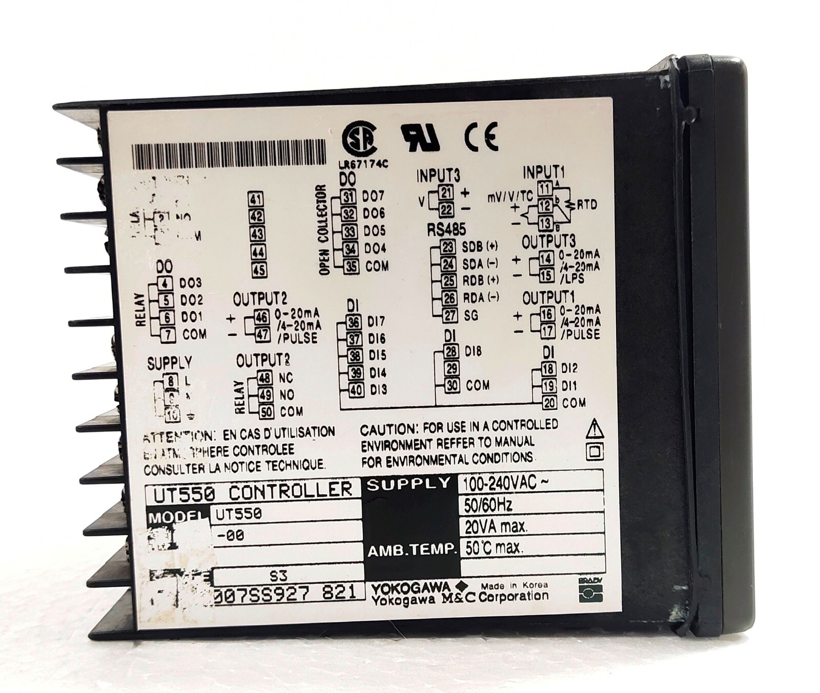 YOKOGAWA UT550 DIGITAL INDICATING CONTROLLER (FOR PARTS ONLY)