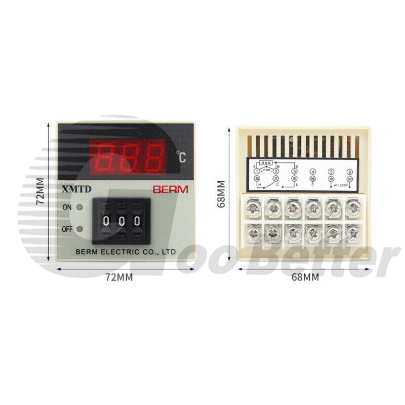 Digital LCD Temperature Controller Thermostat 3 Digits K Type 3A 220 380V AC