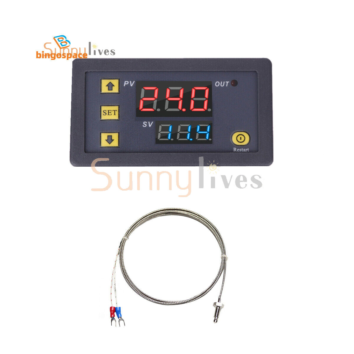 K Type Thermocouple W3230 DC 12V Digital Temperature Controller Sensor Blue Red