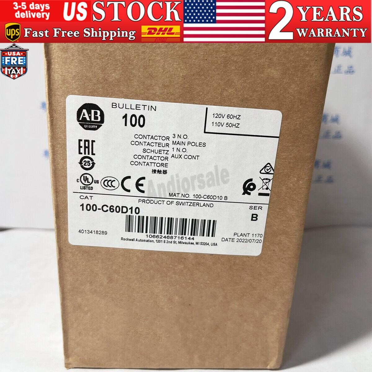 NEW Allen-Bradley 100-C60D10 100C60D10 100-C60*00 Contactor