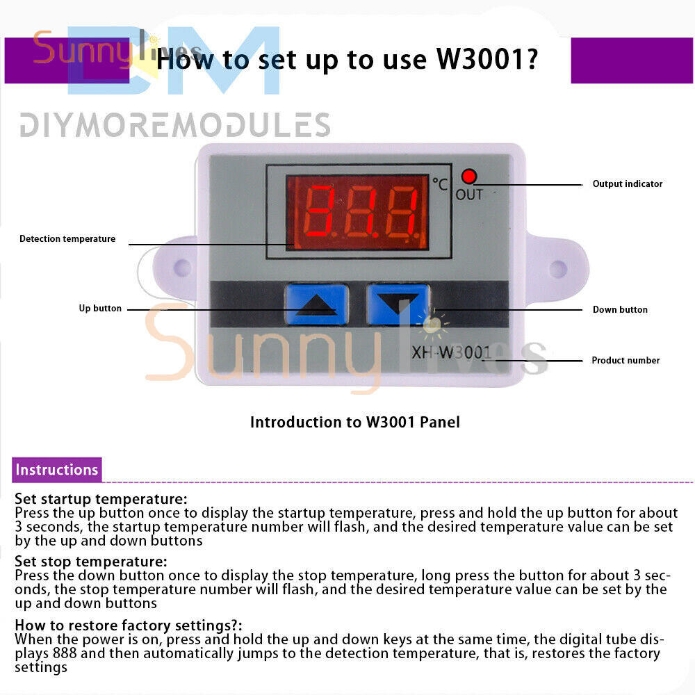 XH-W3002/XH-W3001 Digital LED Temperature Controller Thermostat Control Switch