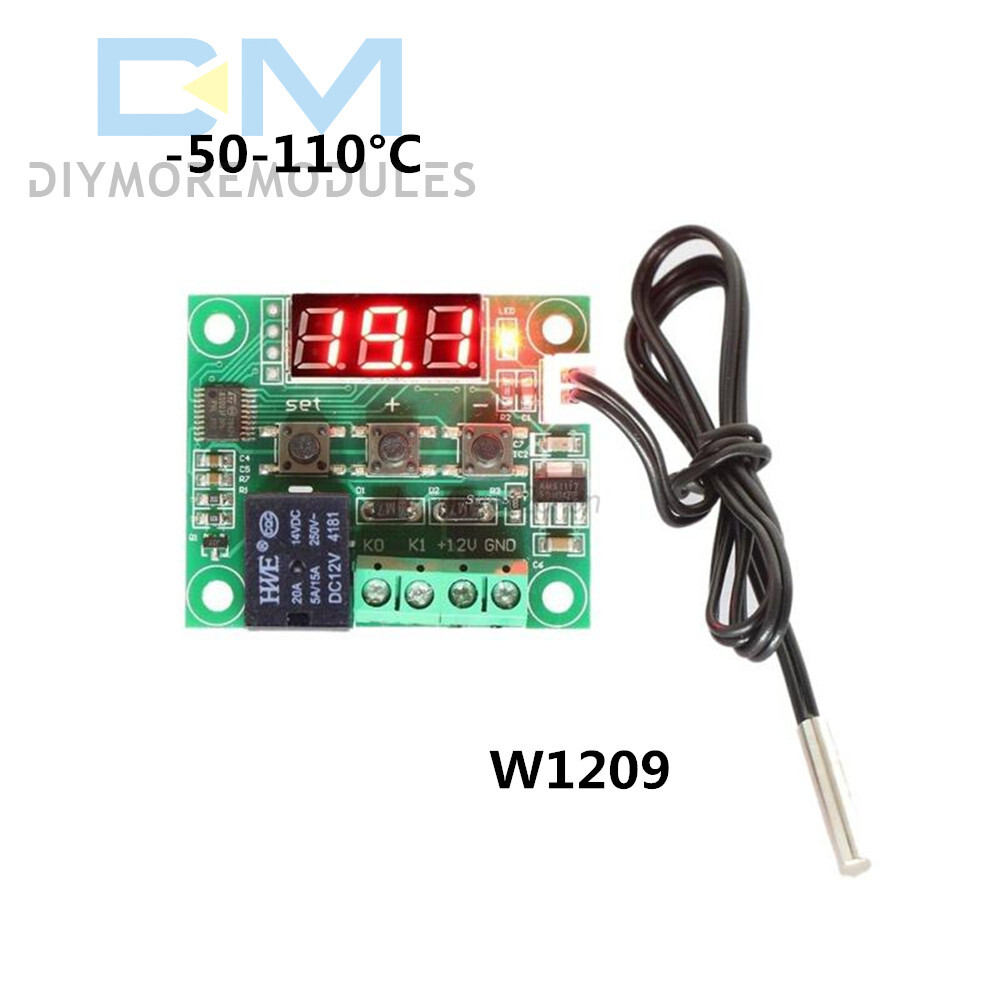 W1209 Digital DC12V Thermostat Temperature Controller+NTC10K 1% 3950 Probe Cable
