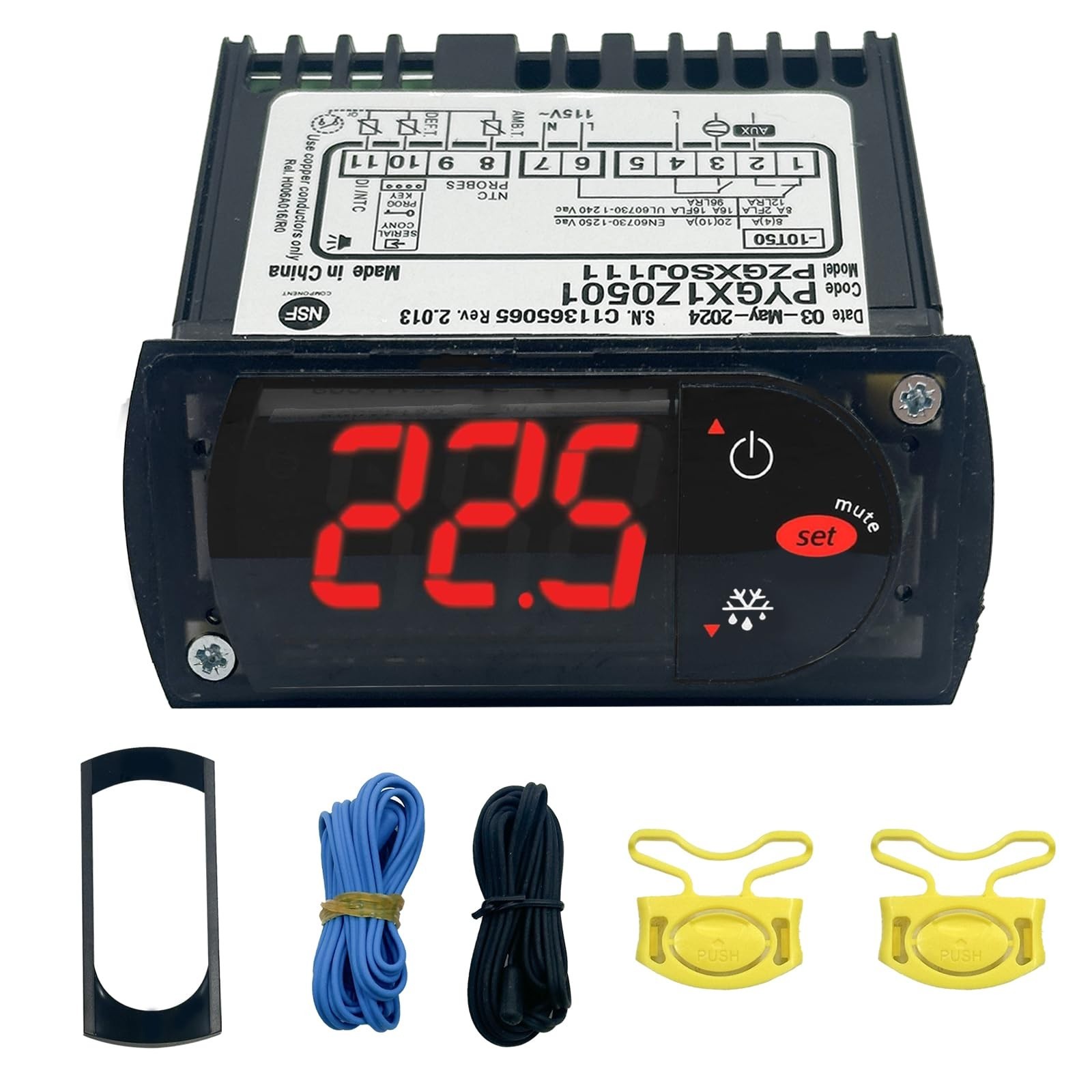 Temperature Controller 115V with 2 NTC Probes for Refrigeration & Cooler Control