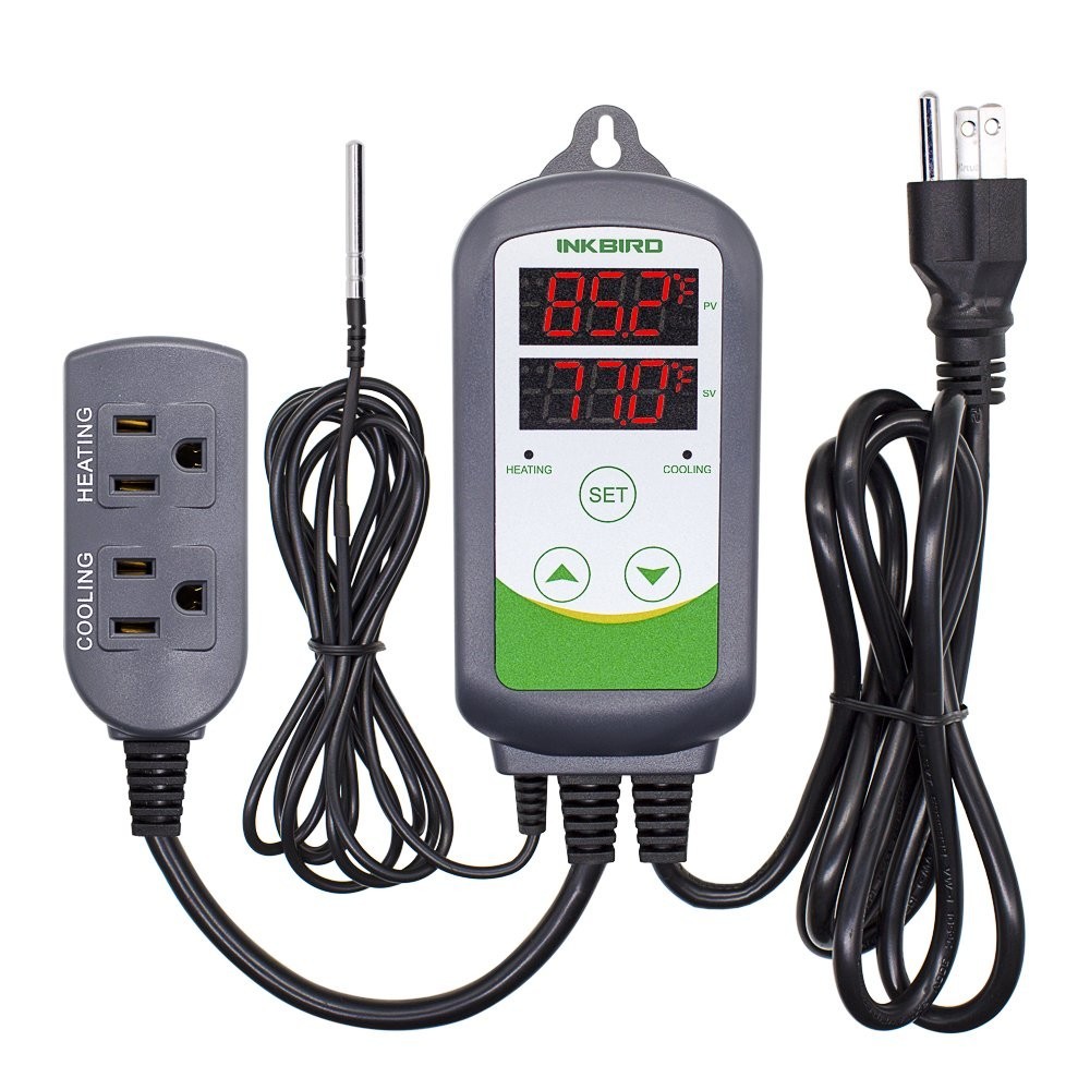 Digital Temperature Controller 2-Stage Thermostat for Heating & Cooling 110V 10A