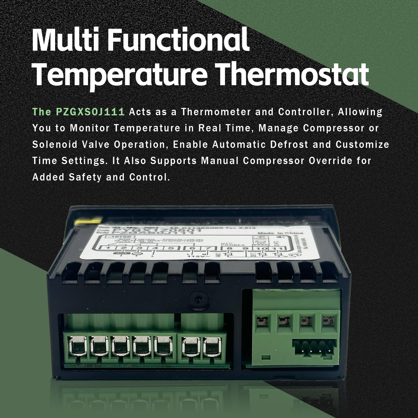 Temperature Controller 115V with 2 NTC Probes for Refrigeration & Cooler Control
