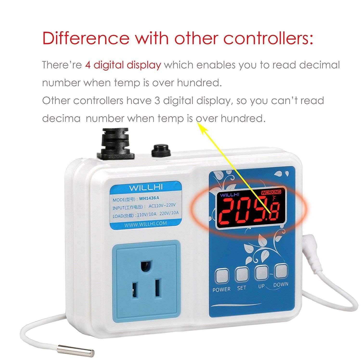 WH1436A 10A Temperature Controller 110V Digital Thermostat Switch Sous Vide C…