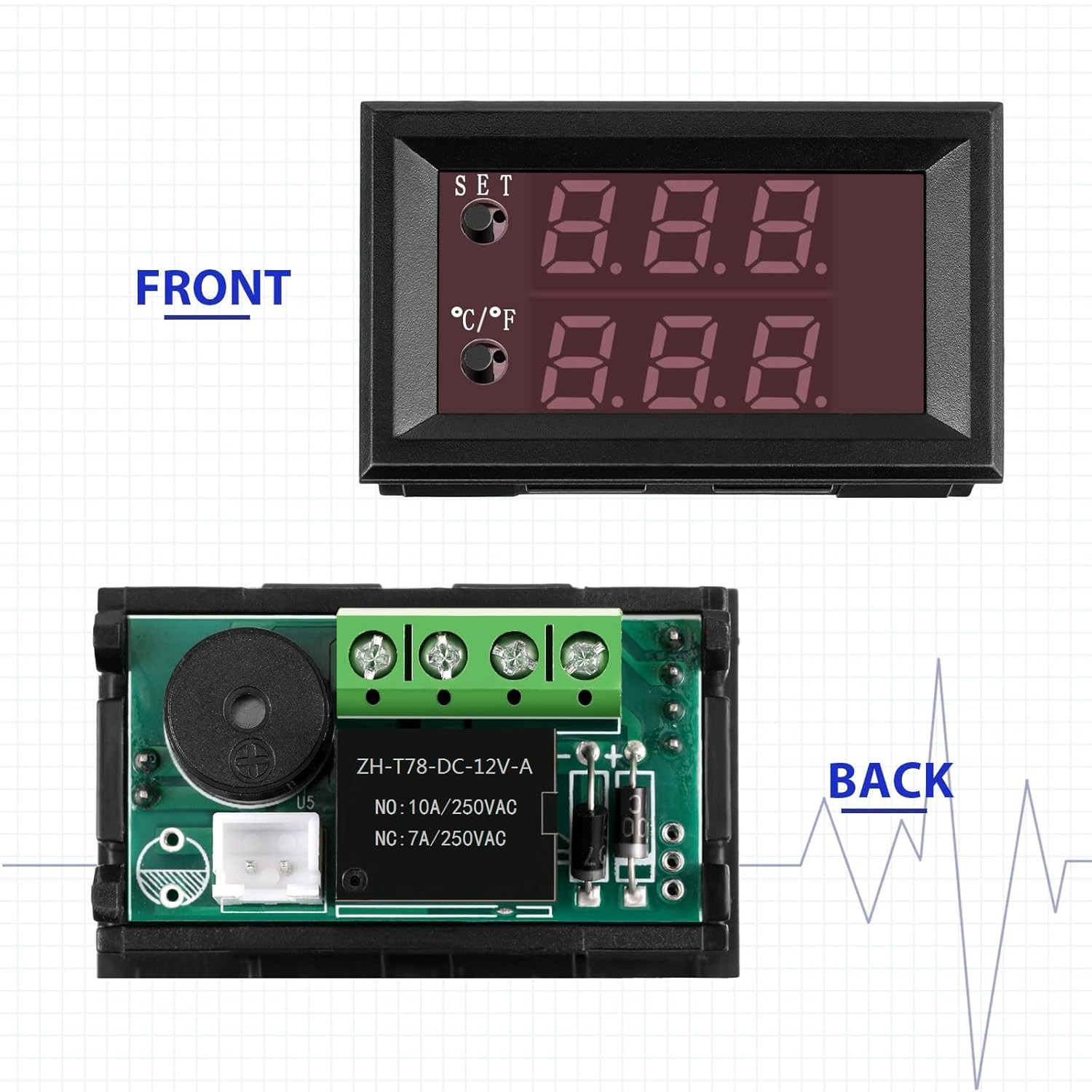 12V Electronic Temperature Controller Programmable -50 to 110 Degree Celsius Hea