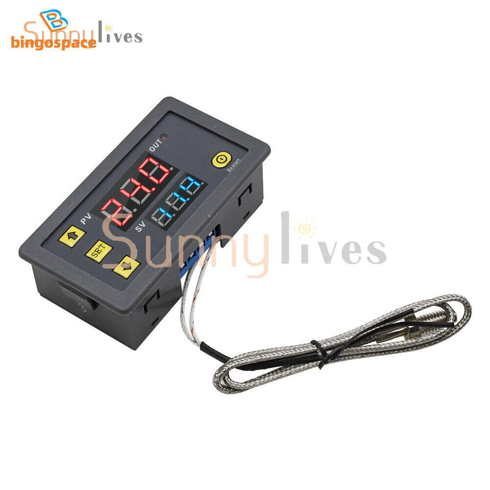 K Type Thermocouple W3230 DC 12V Digital Temperature Controller Sensor Blue Red