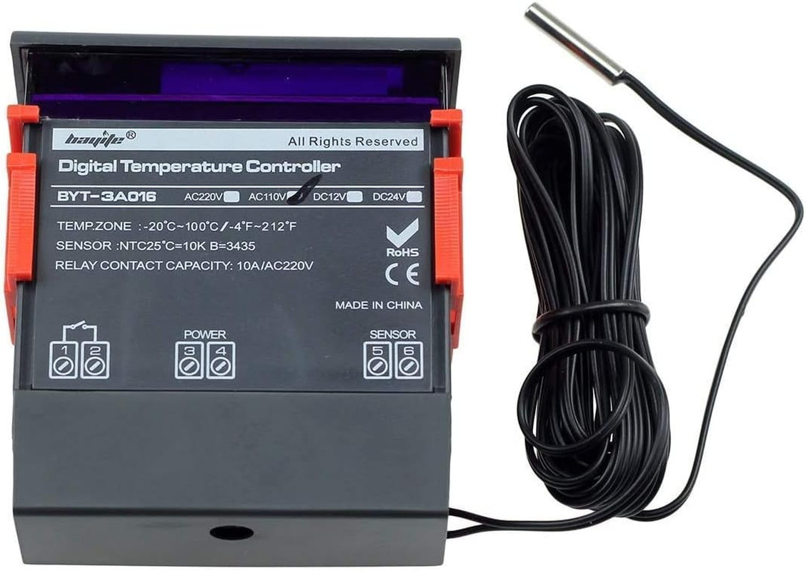 AC 110V Fahrenheit Digital Temperature Controller 10A 1 Relay with NTC…