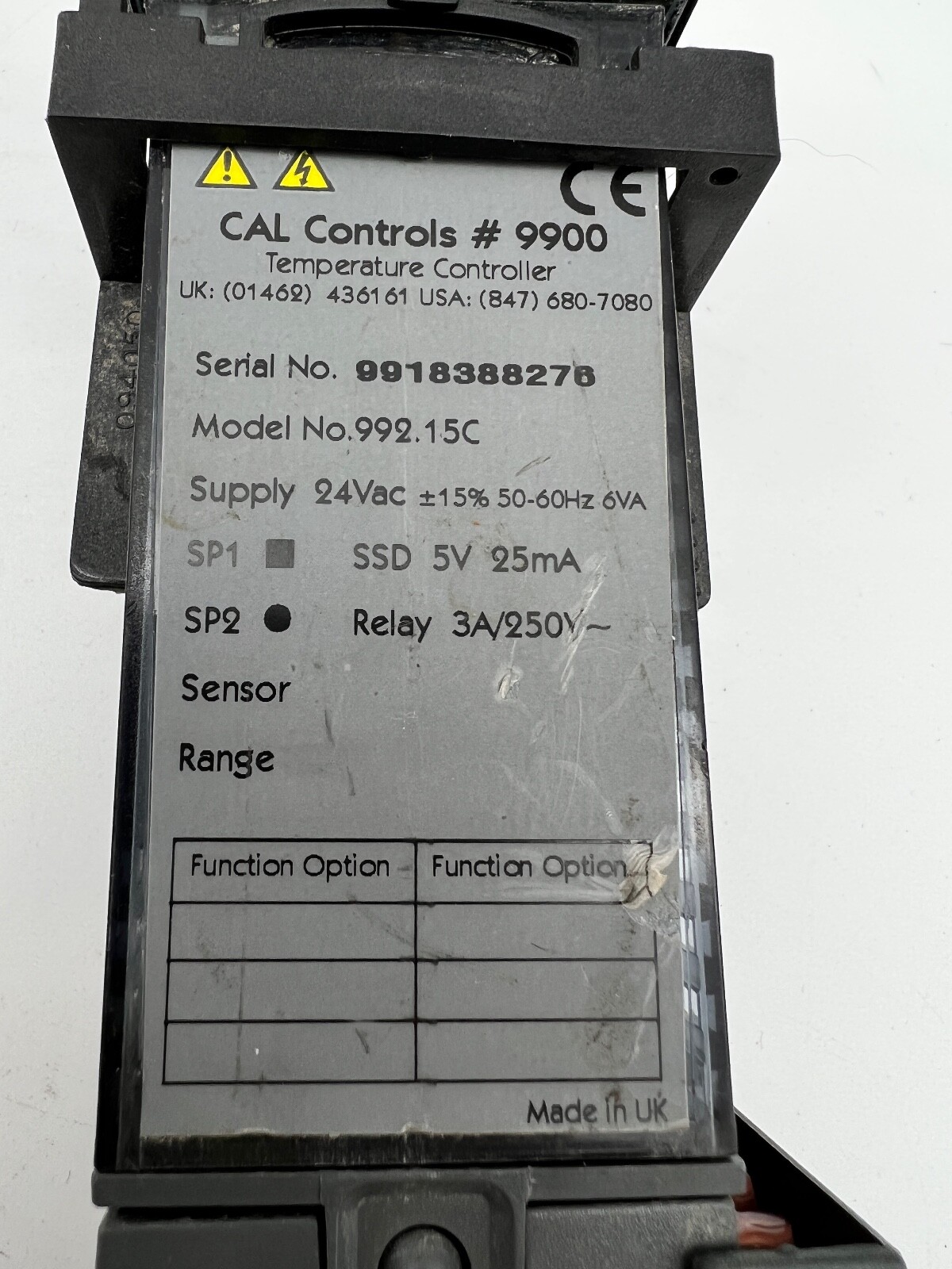 CAL Controls TEMPERATURE CONTROLLER 9900 992.15C w/ Power Socket Made in the UK