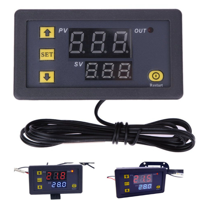 W3230 DC12V Probe line Digital Temperature Control LED Display Thermostat Meter