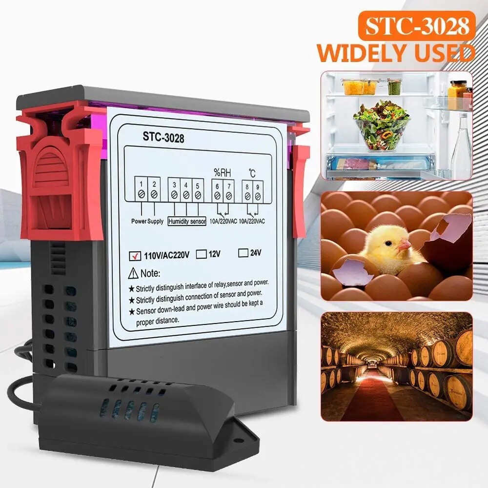 2Pack STC-3028 Temperature Controller 110-220V Thermostat DC 12V 24V