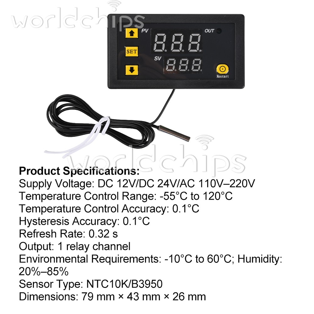 W3230 Digital Temperature Controller Thermostat 20A -55℃-120℃ Relay Output New