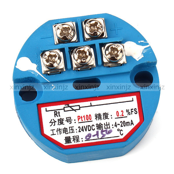 DC 24V PT100 Thermocouple Temperature Sensor Transmitter 0 to 150°C Blue