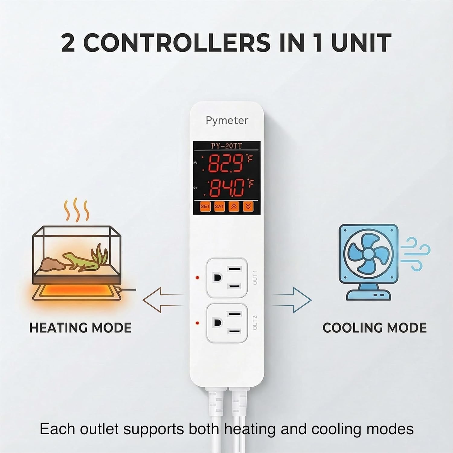 Digital Reptile Thermostat Dual Probe Heat Mat Controller for Terrarium