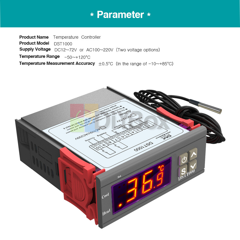 STC1000/DST1000 Digital DC12-72V Temperature Controller Thermostat Sensor Probe