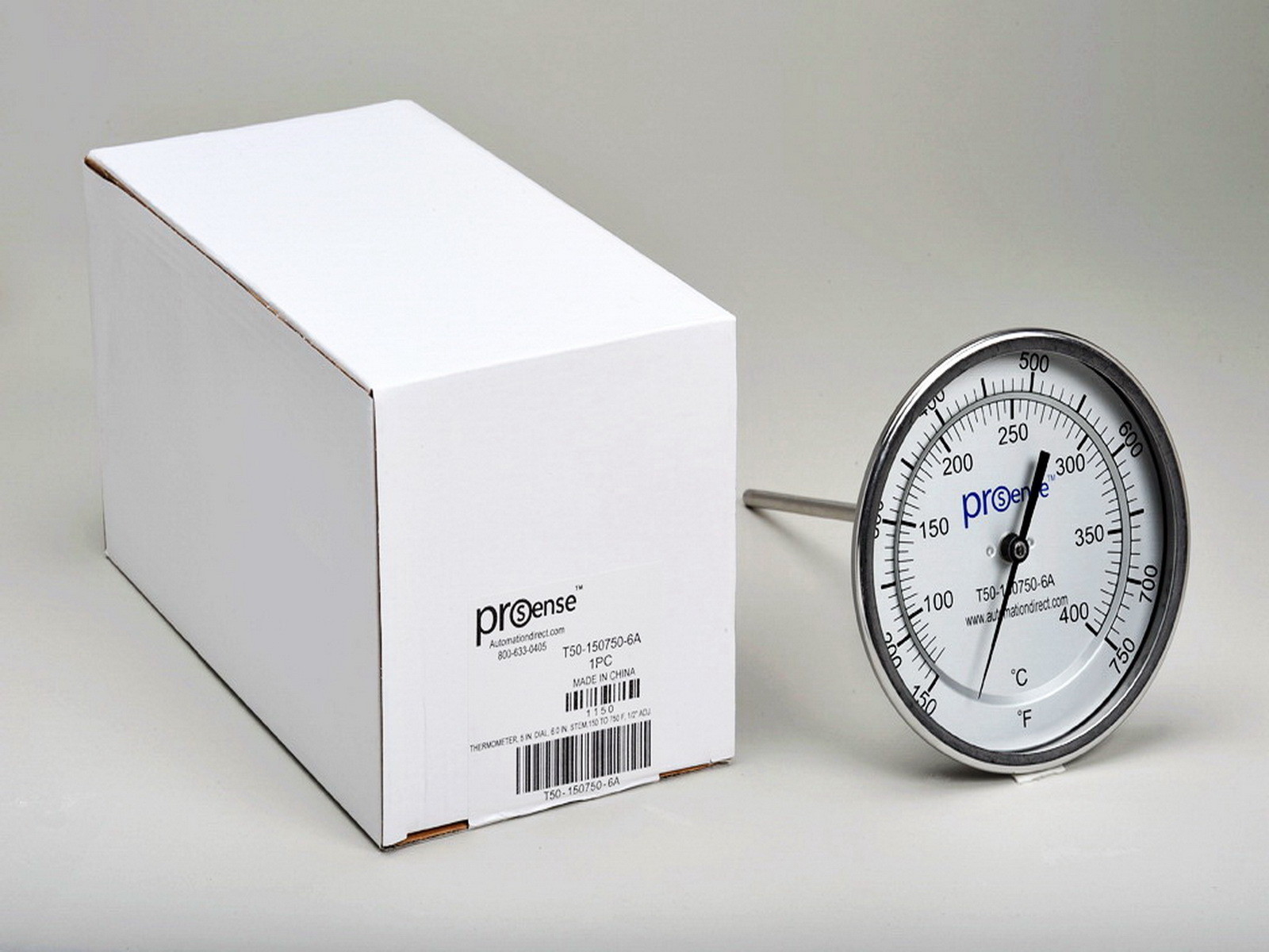 AUTOMATION DIRECT T50-150750-6A THERMOMETER 5 IN DIAL 150-750F 6 IN-STEM NIBFS