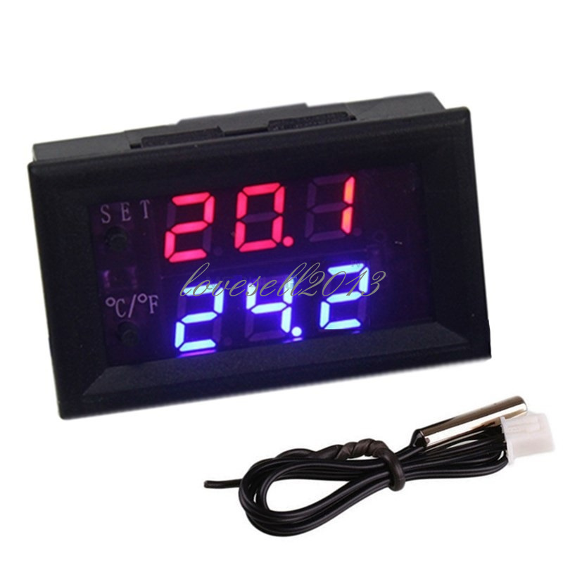 NEW DC 12V Red Blue Thermostat+3-Digit NTC Probe Controller Replace W1209WK
