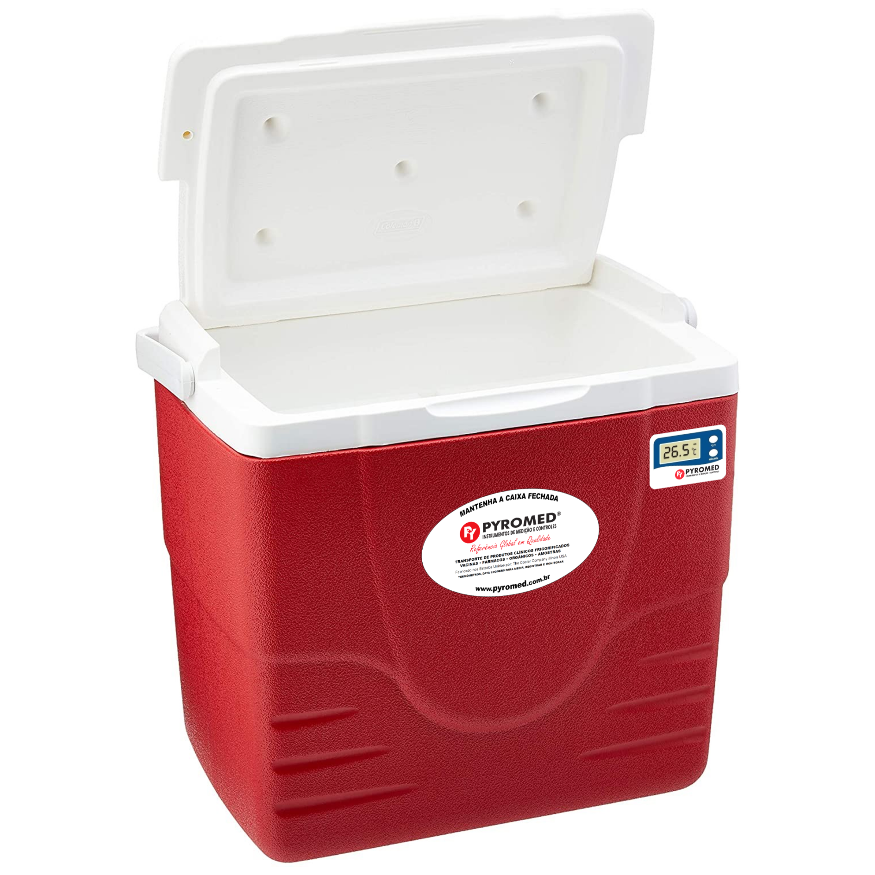 Caixa Térmica 15,1 Litros Vermelha Com Termômetro Máxima e Minima | PYROMED® - Imagem 3