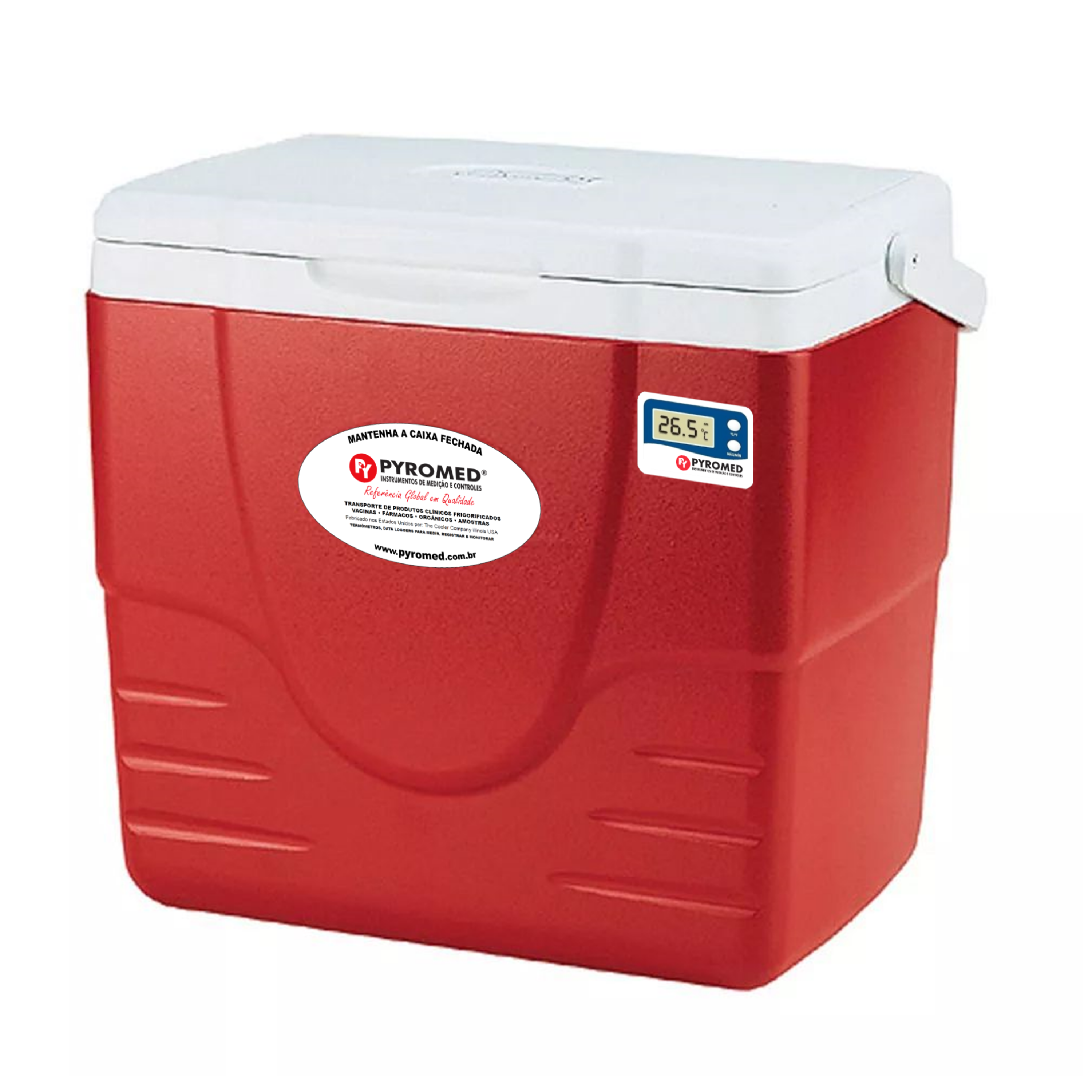 Caixa Térmica 15,1 Litros Vermelha Com Termômetro Máxima e Minima | PYROMED® - Imagem 2
