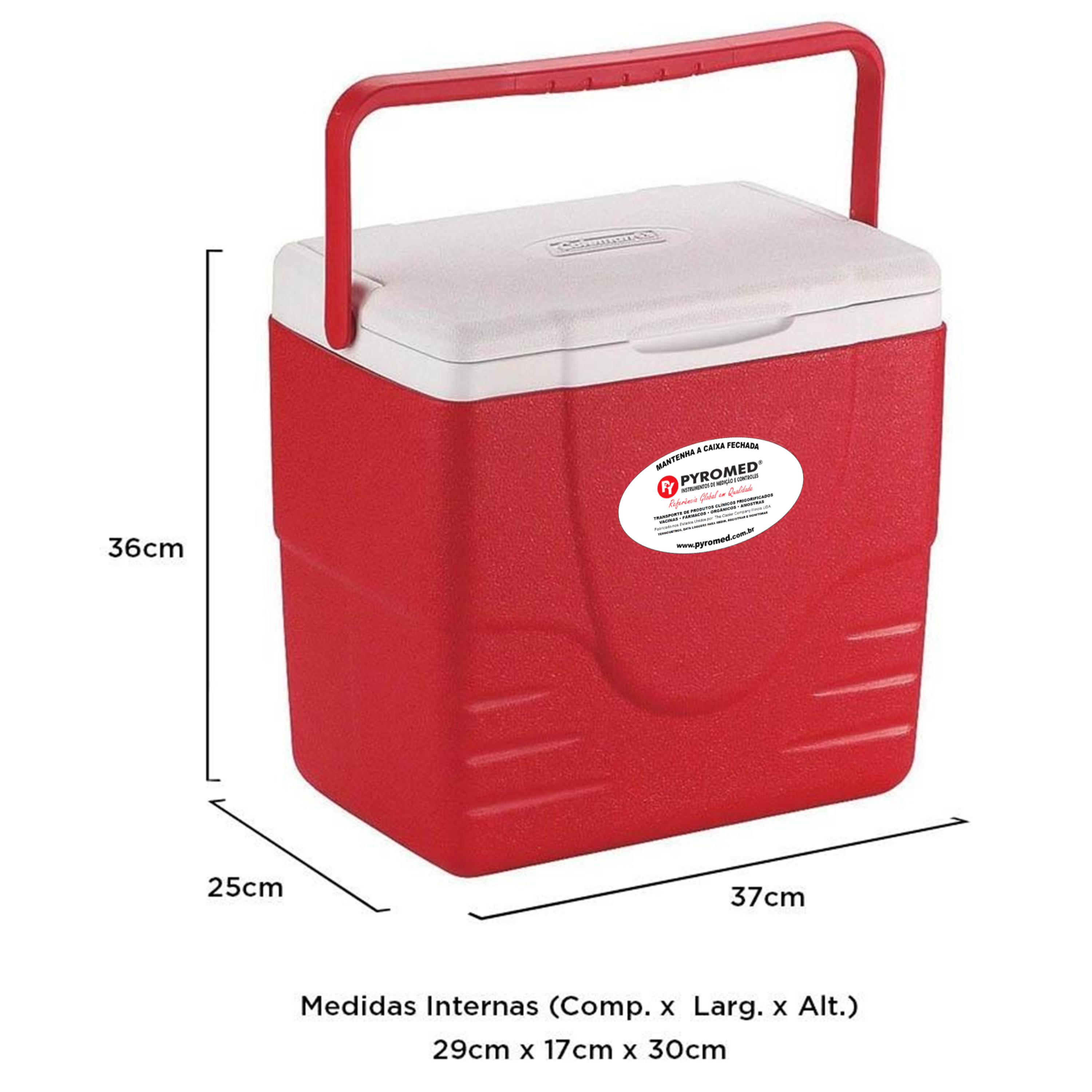 Caixa Térmica 15,1 Litros Vermelha Com Termômetro Máxima e Minima | PYROMED® - Imagem 5
