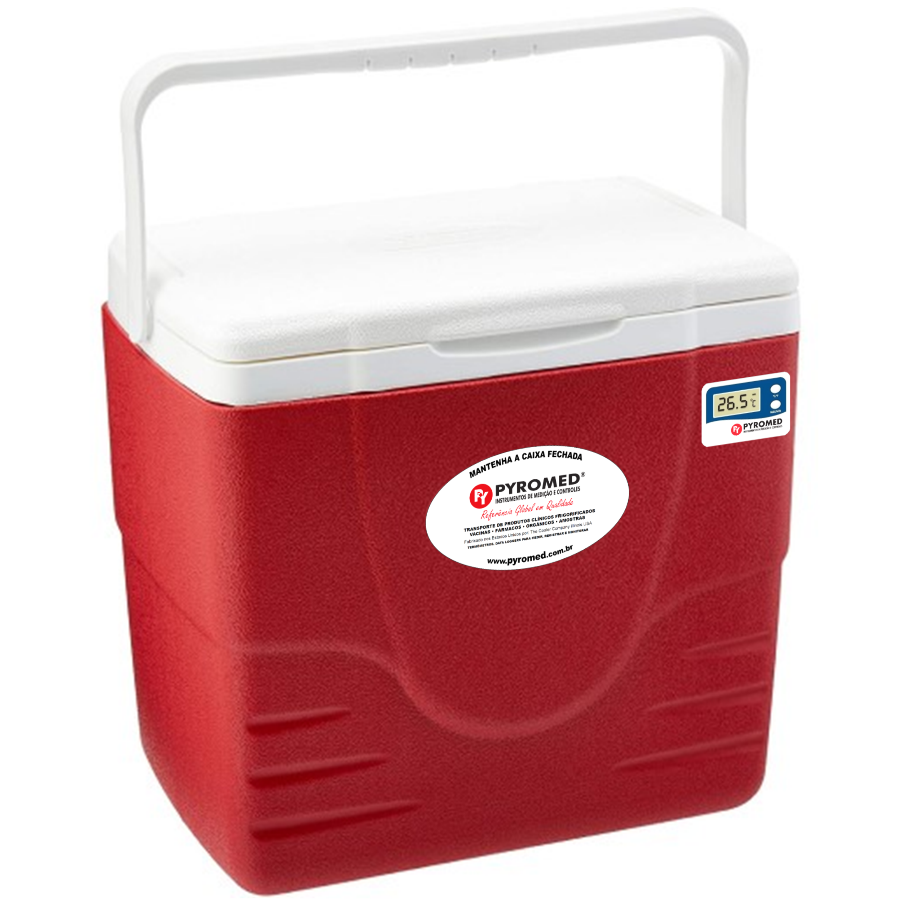 Caixa Térmica 15,1 Litros Vermelha Com Termômetro Máxima e Minima | PYROMED®