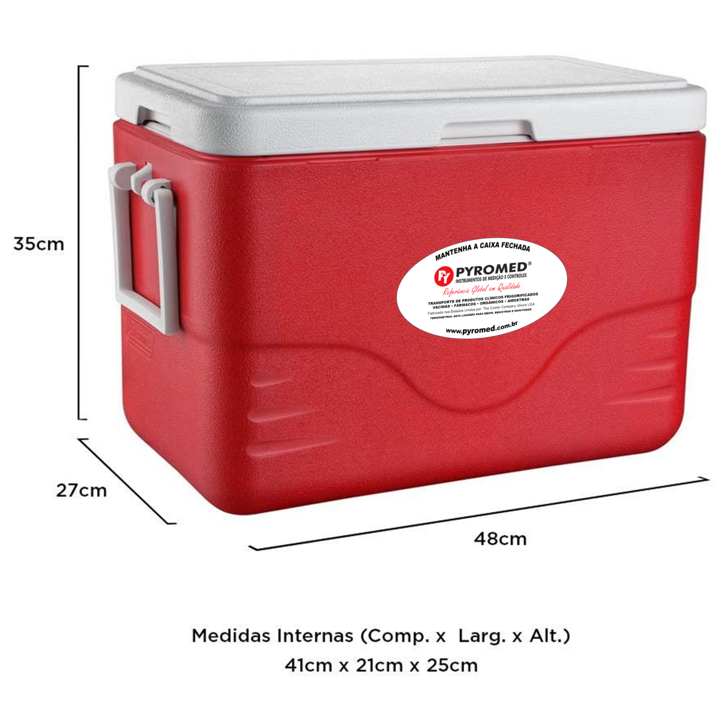 Caixa Térmica 26,5 Litros Vermelha Com Termômetro Máxima e Minima | PYROMED® - Imagem 6