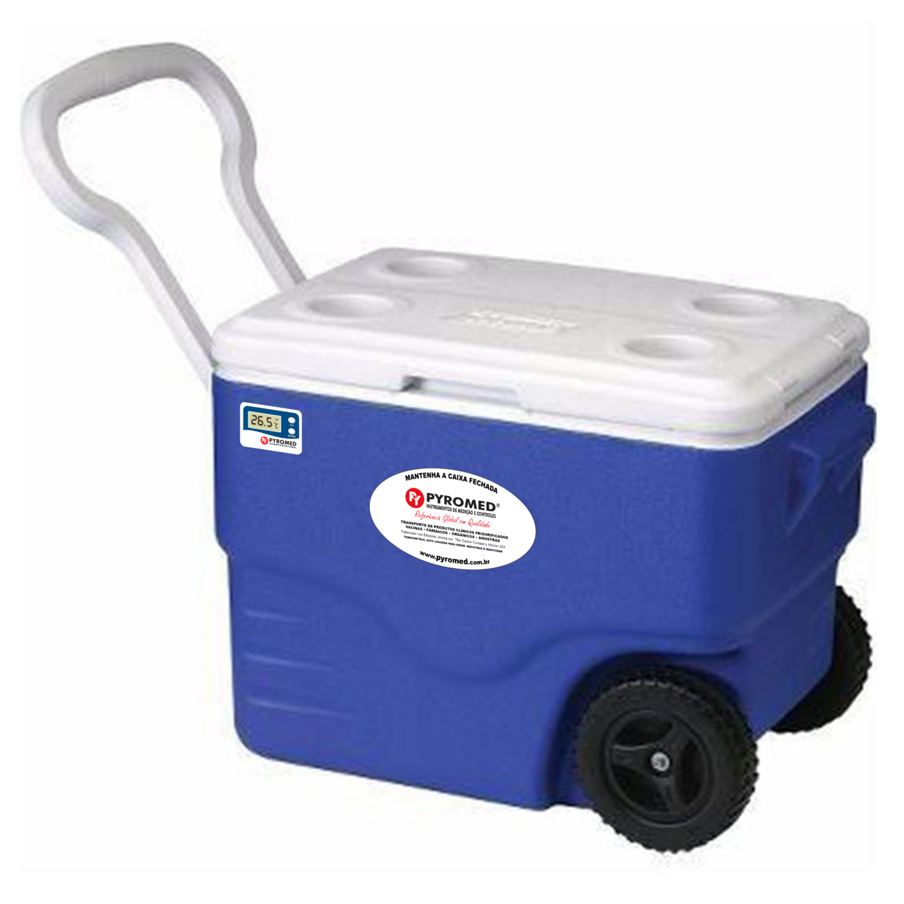 Caixa Térmica 38 Litros Azul Com Rodas e Termômetro Máxima e Minima | PYROMED® - Imagem 2