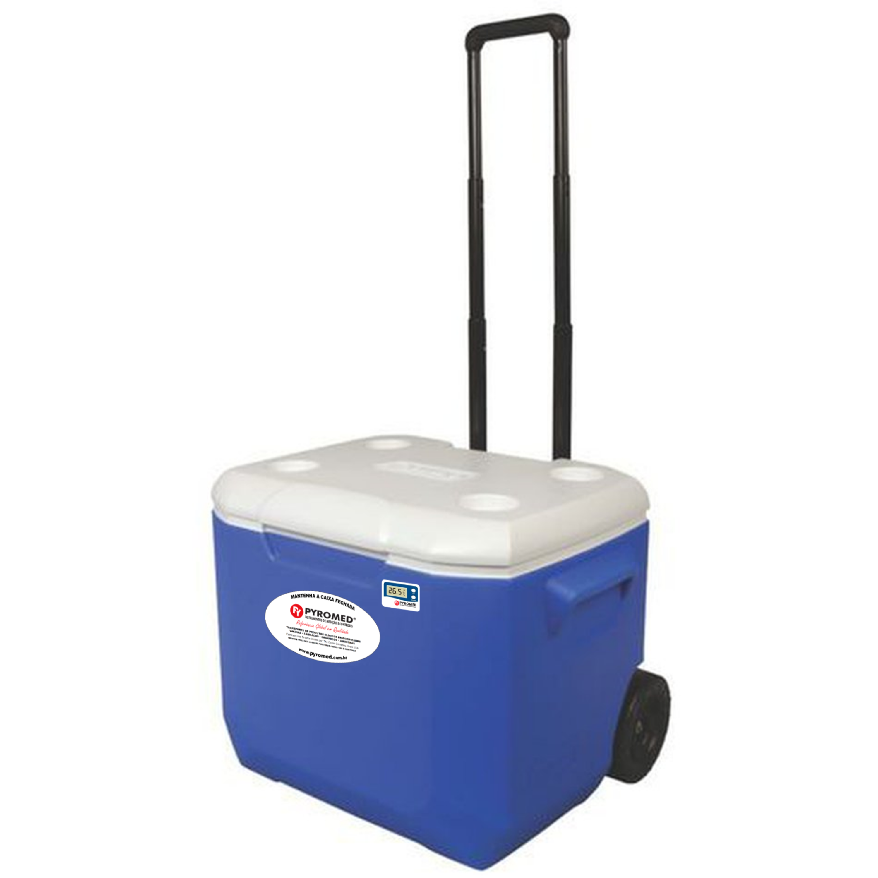 Caixa Térmica 56,7 Litros Azul Com Rodas e Termômetro Máxima e Minima | PYROMED® - Imagem 4