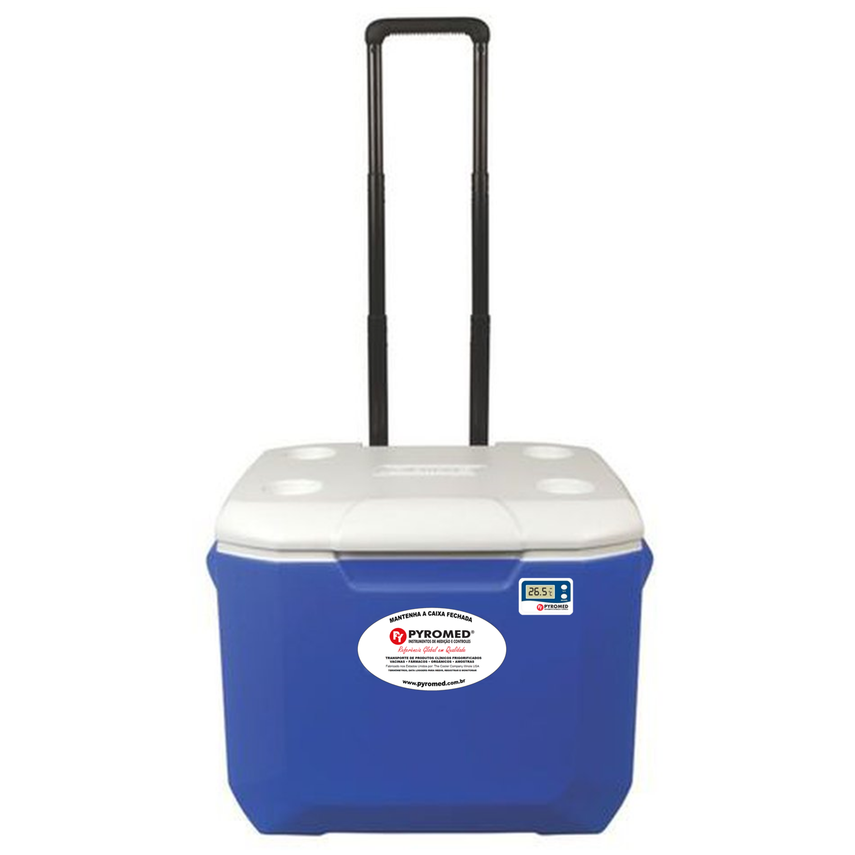 Caixa Térmica 56,7 Litros Azul Com Rodas e Termômetro Máxima e Minima | PYROMED® - Imagem 3