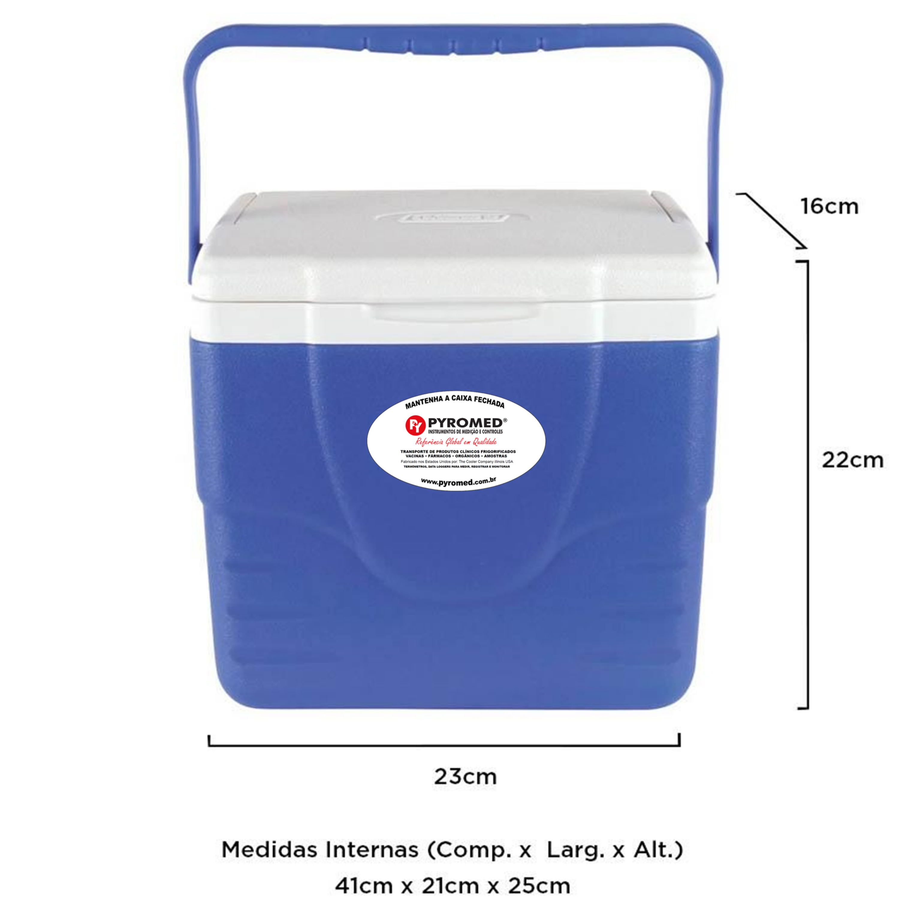 Caixa Térmica 8,5 Litros Azul Com Termômetro Máxima e Minima | PYROMED® - Imagem 5