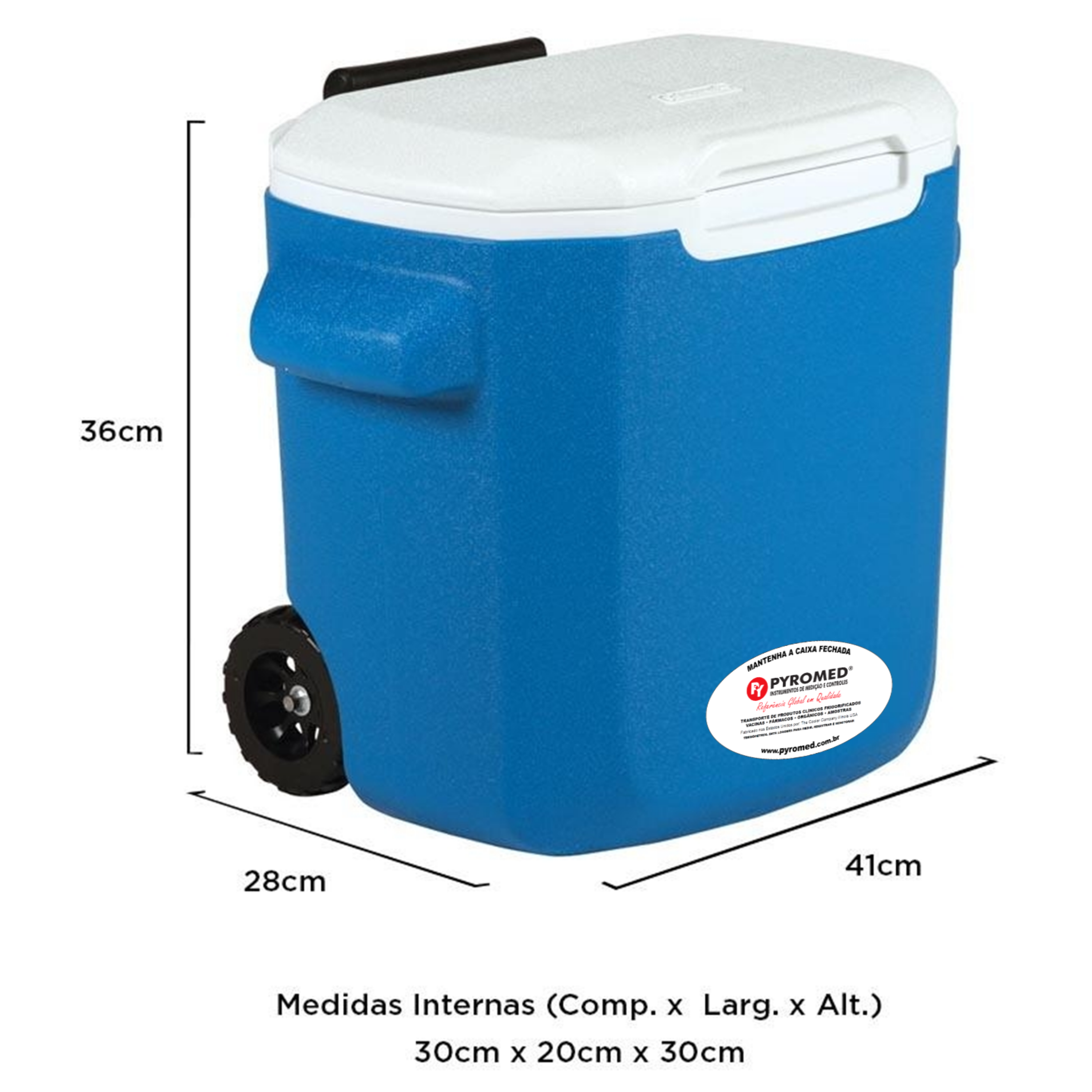 Caixa Térmica 15,1 Litros Vermelha Com Rodas e Termômetro Máxima e Minima | PYROMED® - Imagem 10