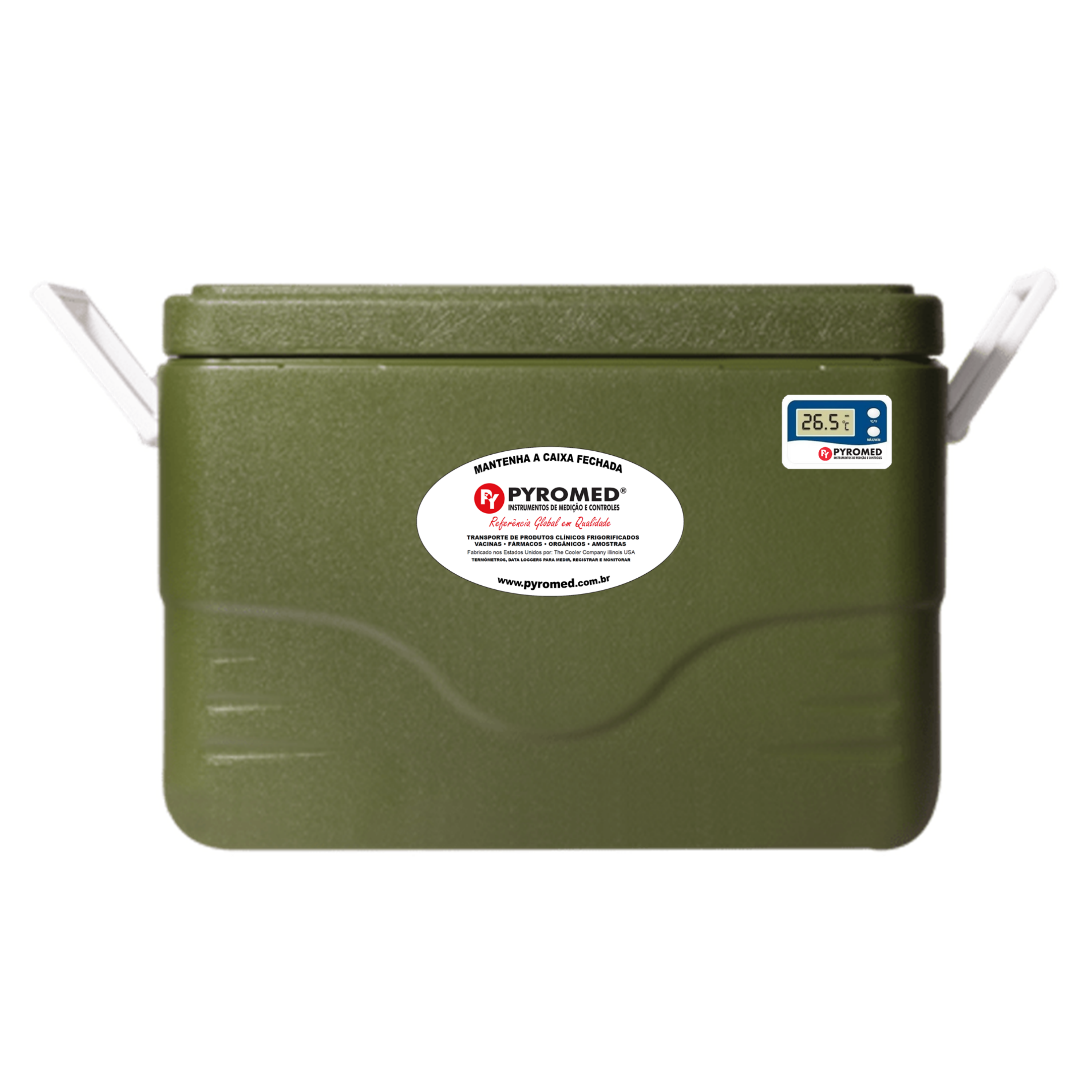 Caixa Térmica 26,5 Litros All Green Com Termômetro Máxima e Minima | PYROMED®