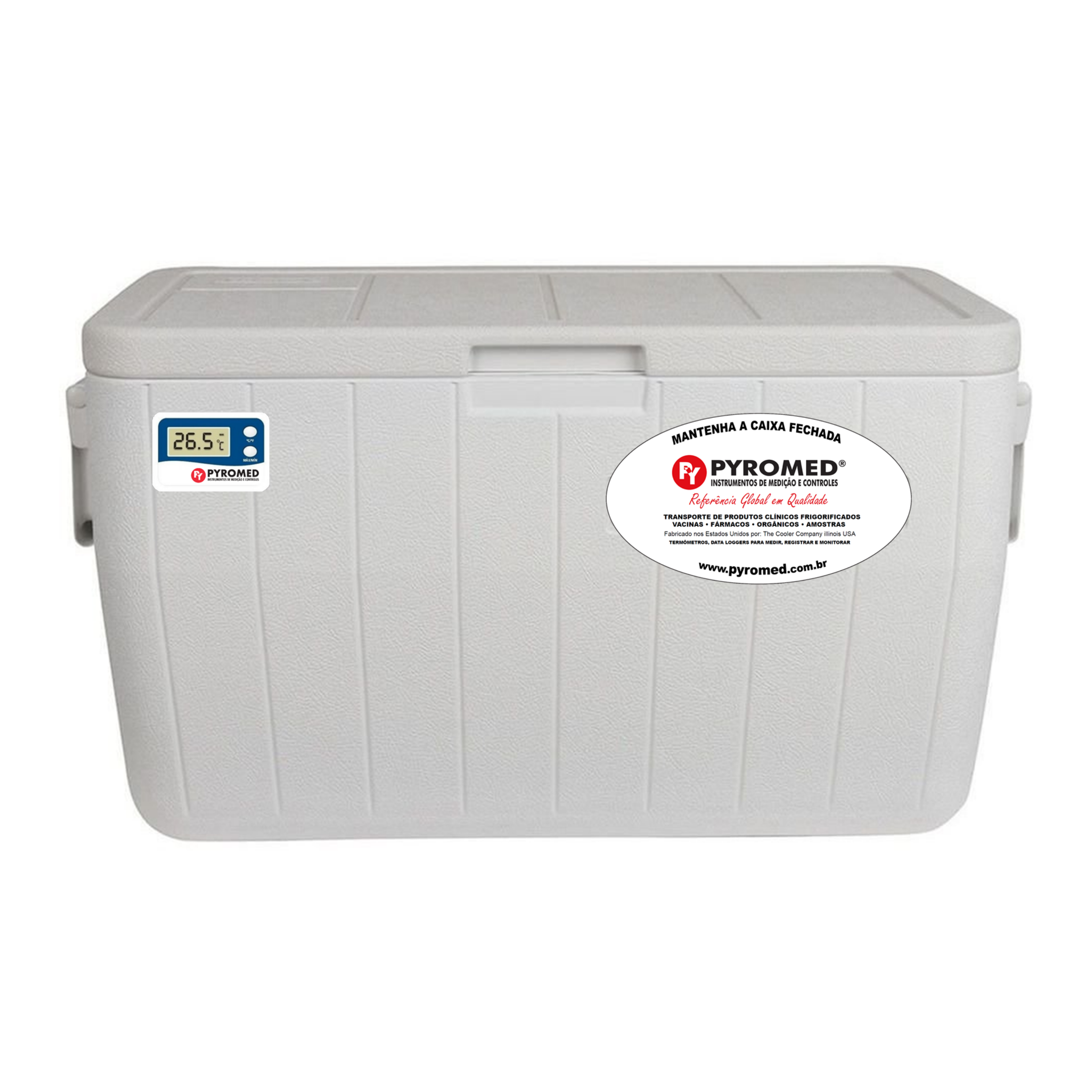 Caixa Térmica 45,4 Litros Branca Com Termômetro Máxima e Minima | PYROMED®