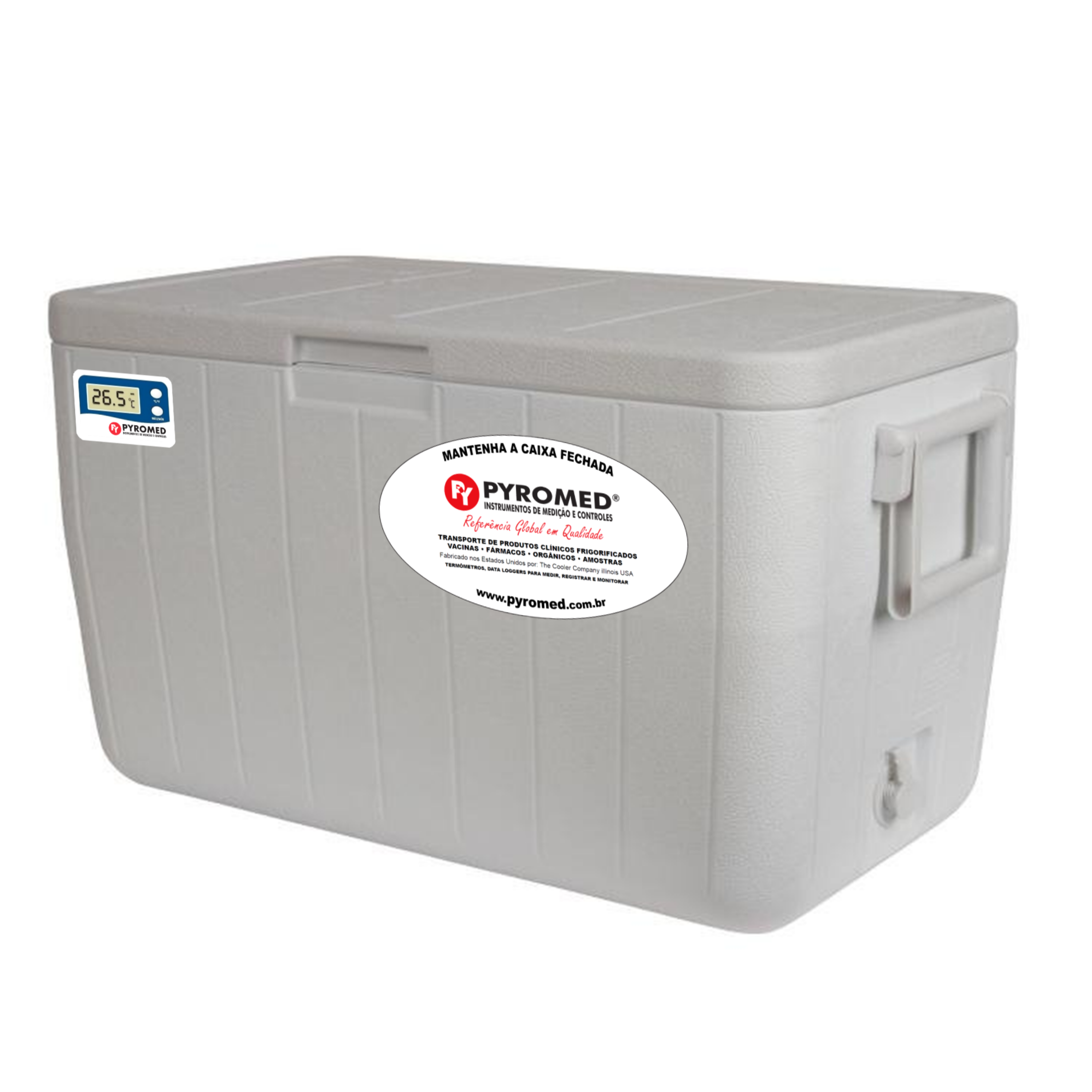 Caixa Térmica 45,4 Litros Branca Com Termômetro Máxima e Minima | PYROMED® - Imagem 3